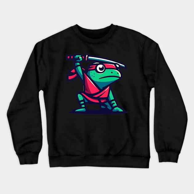 Cool Simple Ninja Samurai Frog Crewneck Sweatshirt by TomFrontierArt